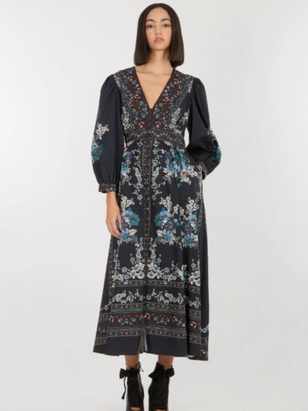 NWT Super Natural by Secret Mission Zaira Maxi Dress Navy 100% Cotton